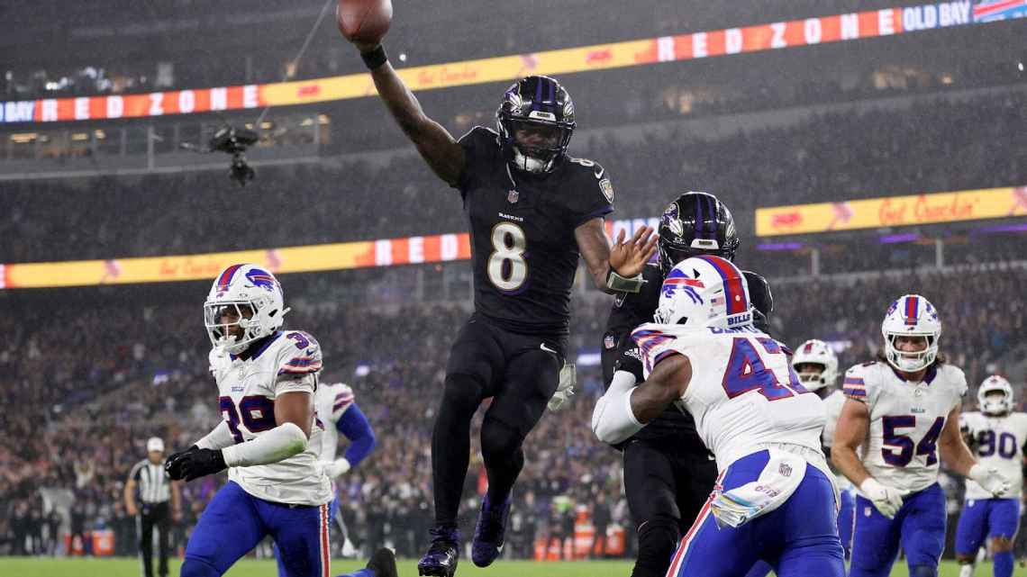 Lamar Jackson comanda Ravens, que passeiam e quebram invencibilidade dos Bills na NFL