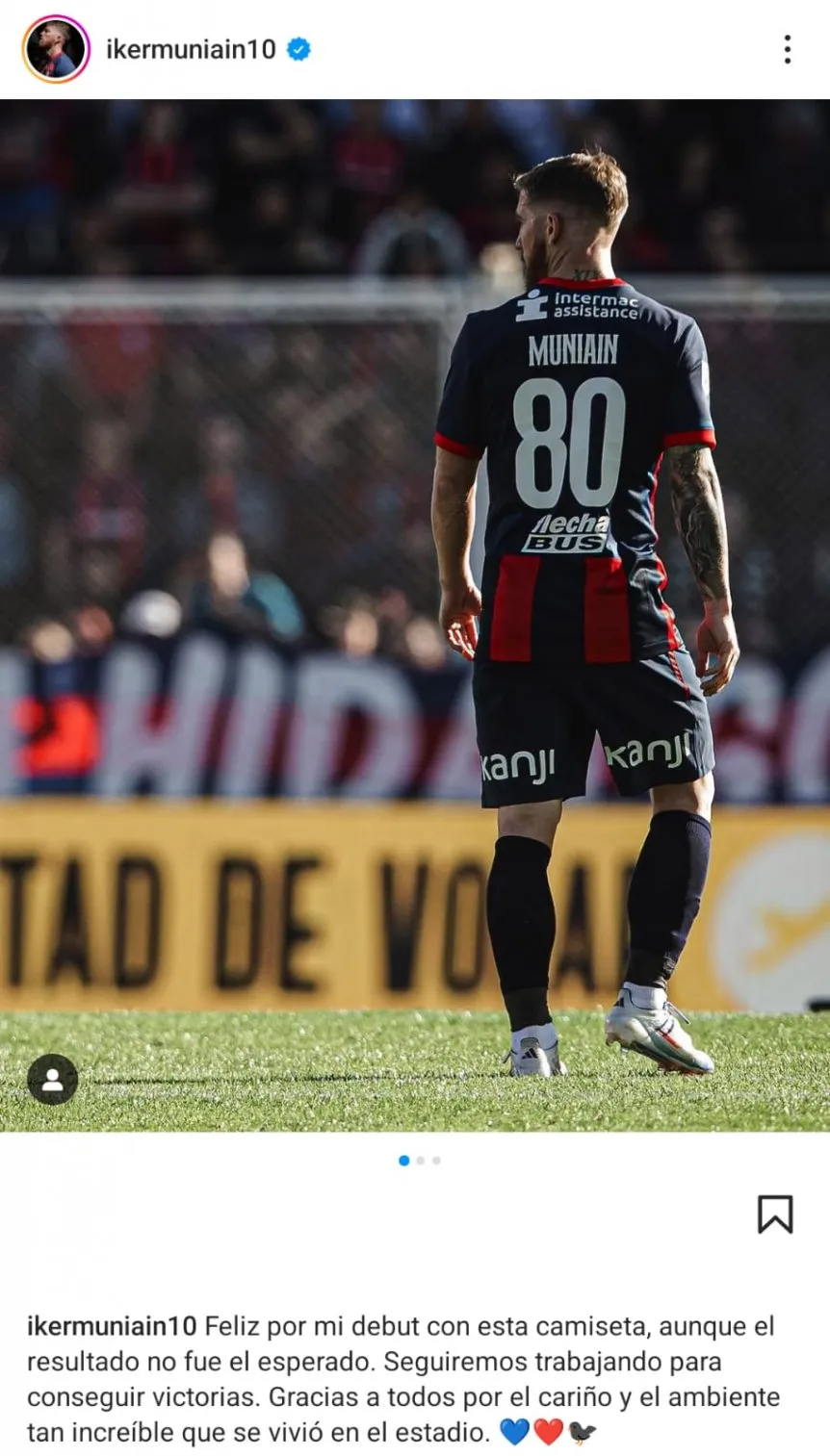 El mensaje de Iker Muniain por su debut en San Lorenzo: “Gracias a todos por el cariño”