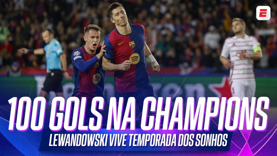 Lewandowski faz história, Barcelona bate o Brest e vence 4ª seguida na Champions