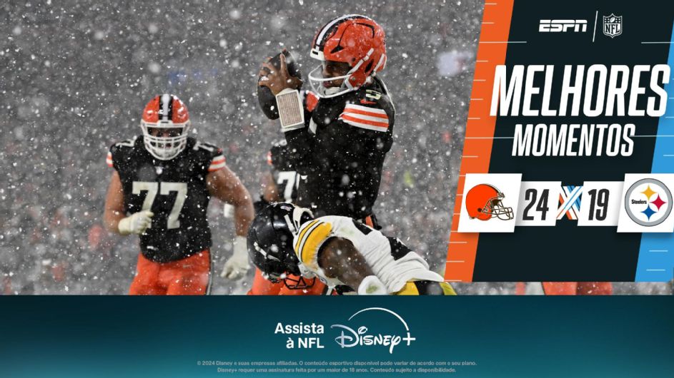 NFL Com muita neve e final eletrizante, Browns superam os Steelers e encerram boa sequência do rival