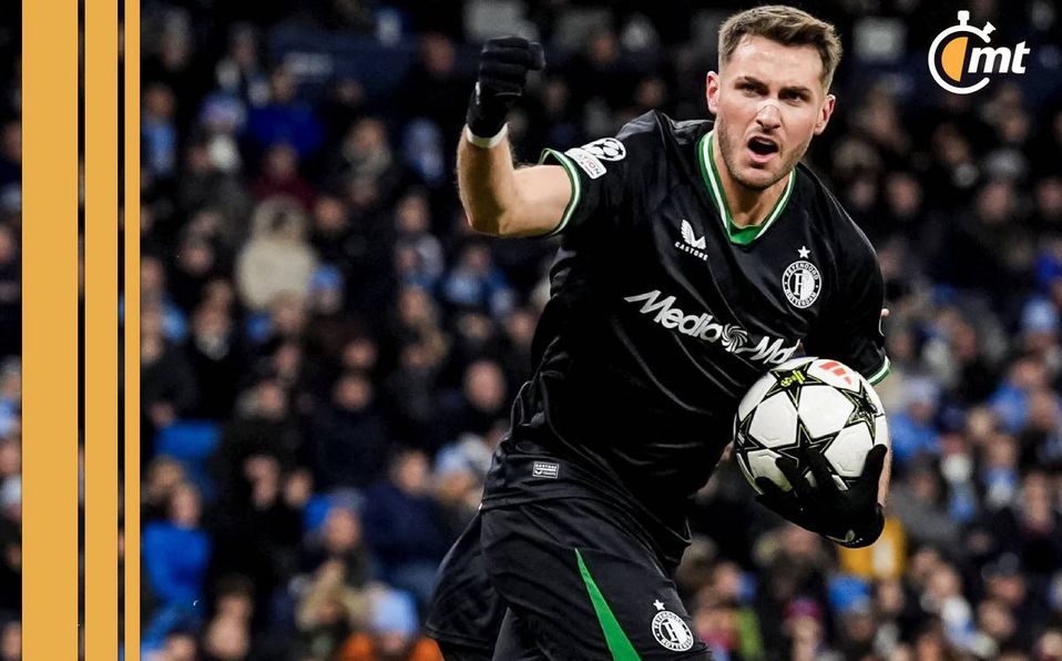 Afición de Feyenoord agradece a Santiago Giménez por gol vs. Manchester City con cántico especial