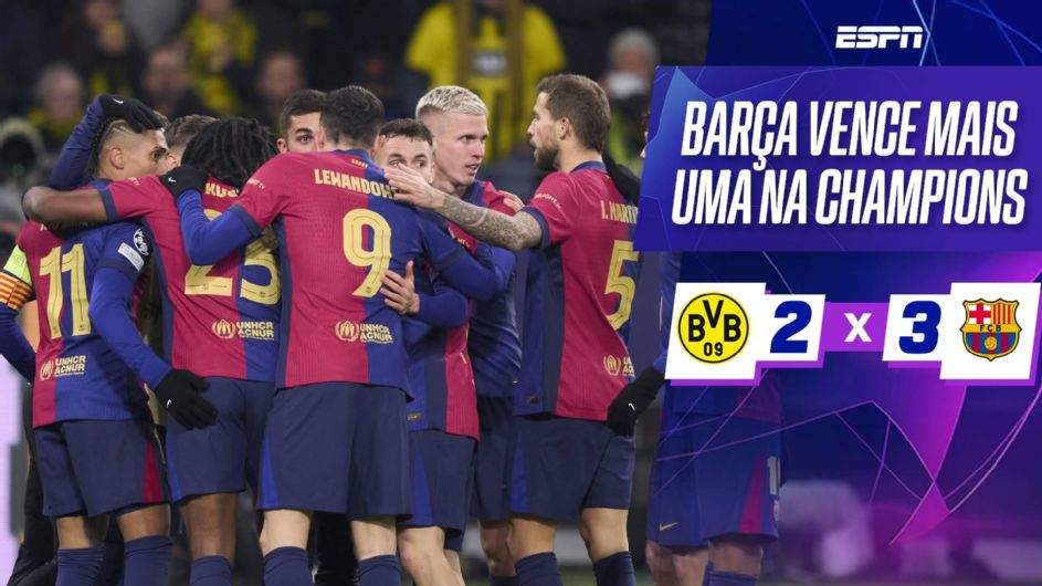 Raphinha marca, Barcelona vence Dortmund em duelo eletrizante e assume vice-liderança da Champions