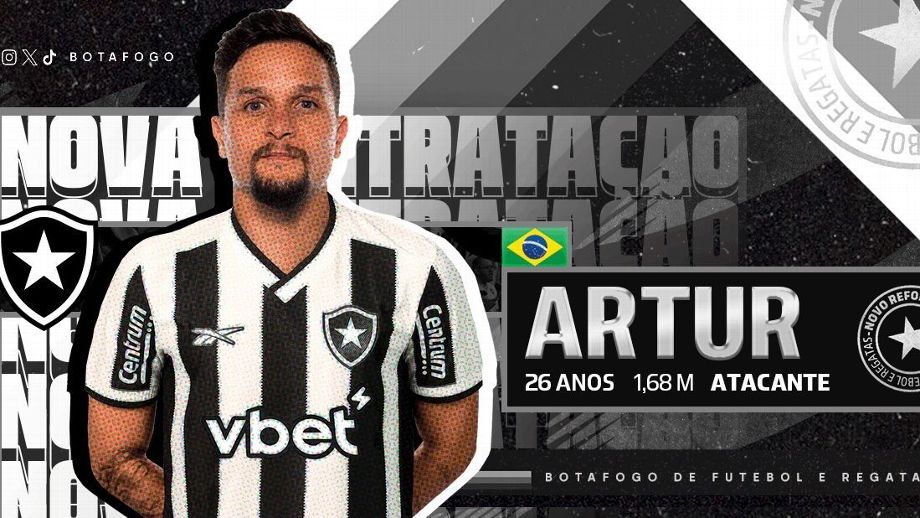 Botafogo anuncia a contratação do atacante Artur, ex-Zenit e Palmeiras