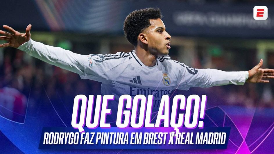 Real Madrid vence Brest com dois golaços de Rodrygo, mas pode pegar City em playoff na Champions