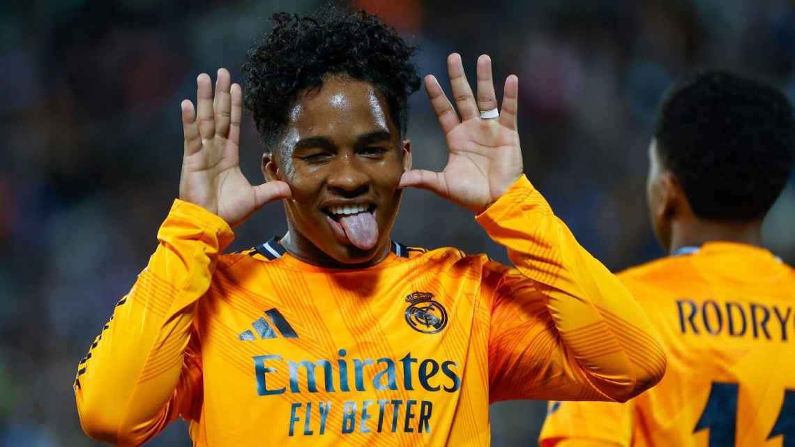 Homenageou Neymar? No ‘NeyDay’, Endrick comemora gol pelo Real Madrid com ‘careta’ do craque