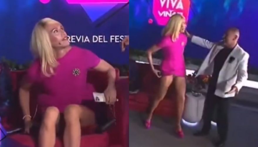 VIDEO – El particular accidente que sufrió Di Mondo con su vestido en pleno programa en vivo: “Se te vio todo”