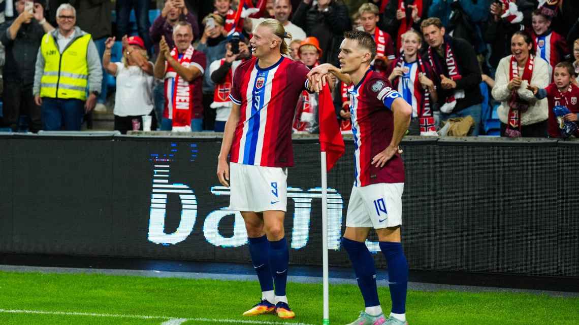 Haaland destrói, marca incríveis cinco gols e Noruega aplica 11 a 1 na Moldávia pelas eliminatórias