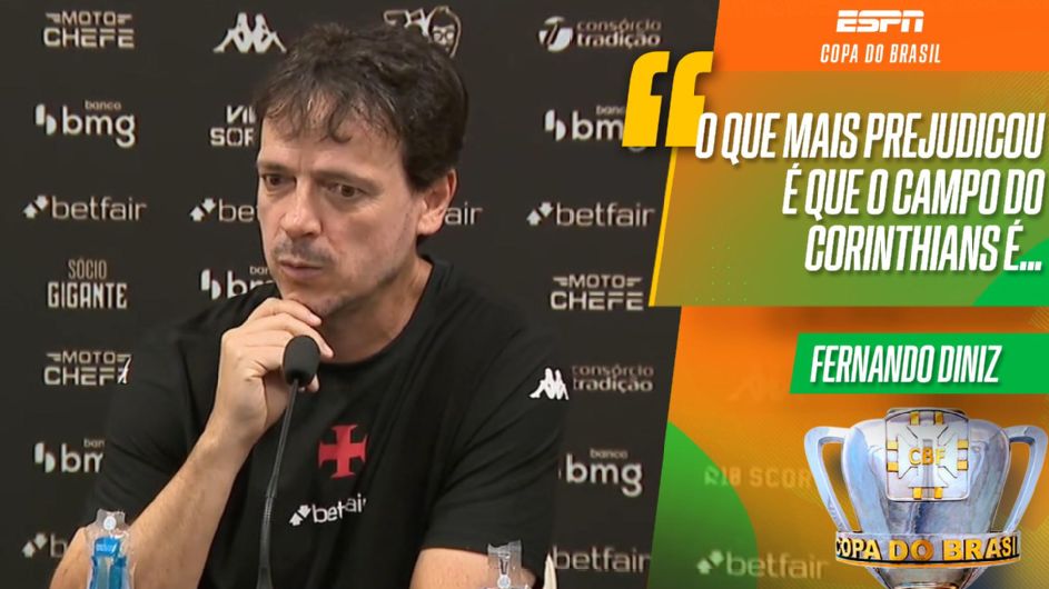 Diniz coloca erros do Vasco na conta do gramado de estádio do Corinthians: ‘Parecido com o que acontece na grama sintética’